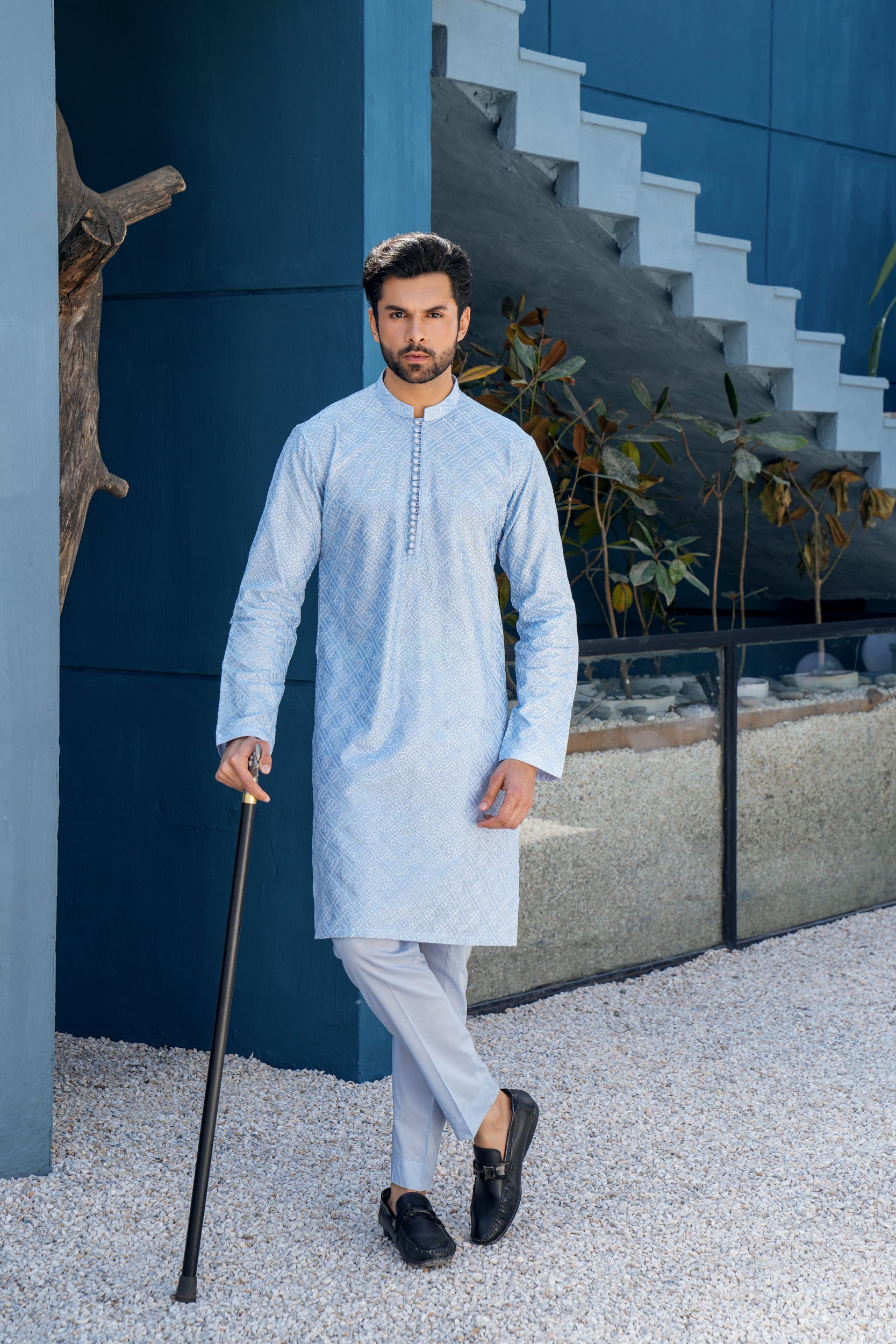 Azure Chikenkari  Kurta Set