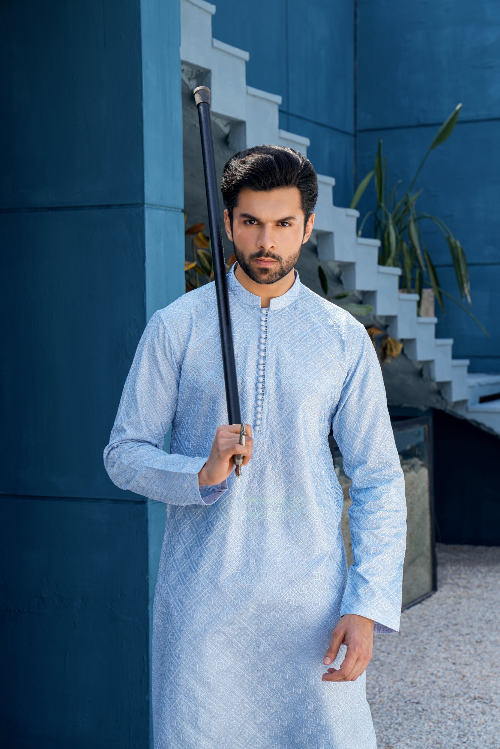 Azure Chikenkari  Kurta Set