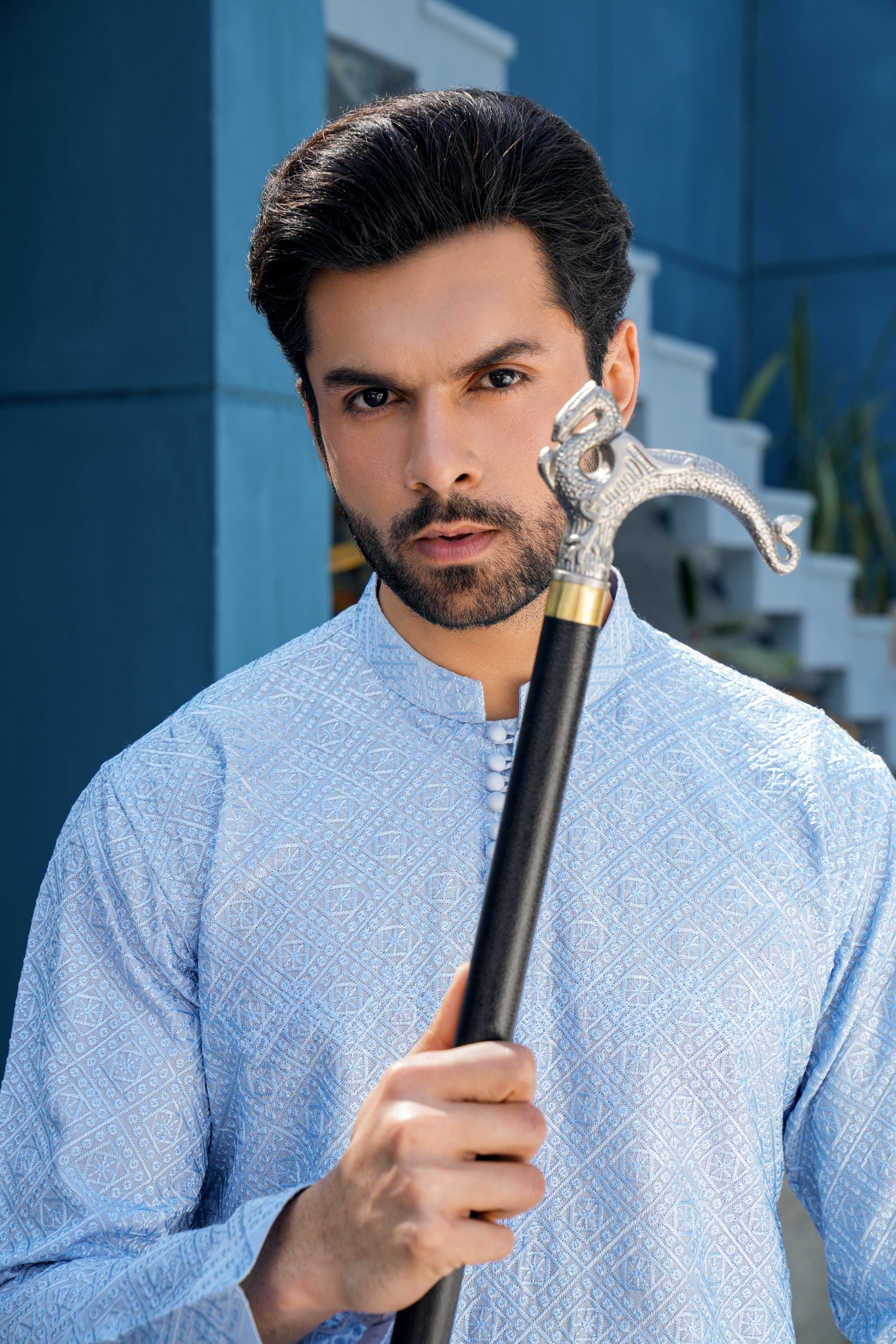 Azure Chikenkari  Kurta Set