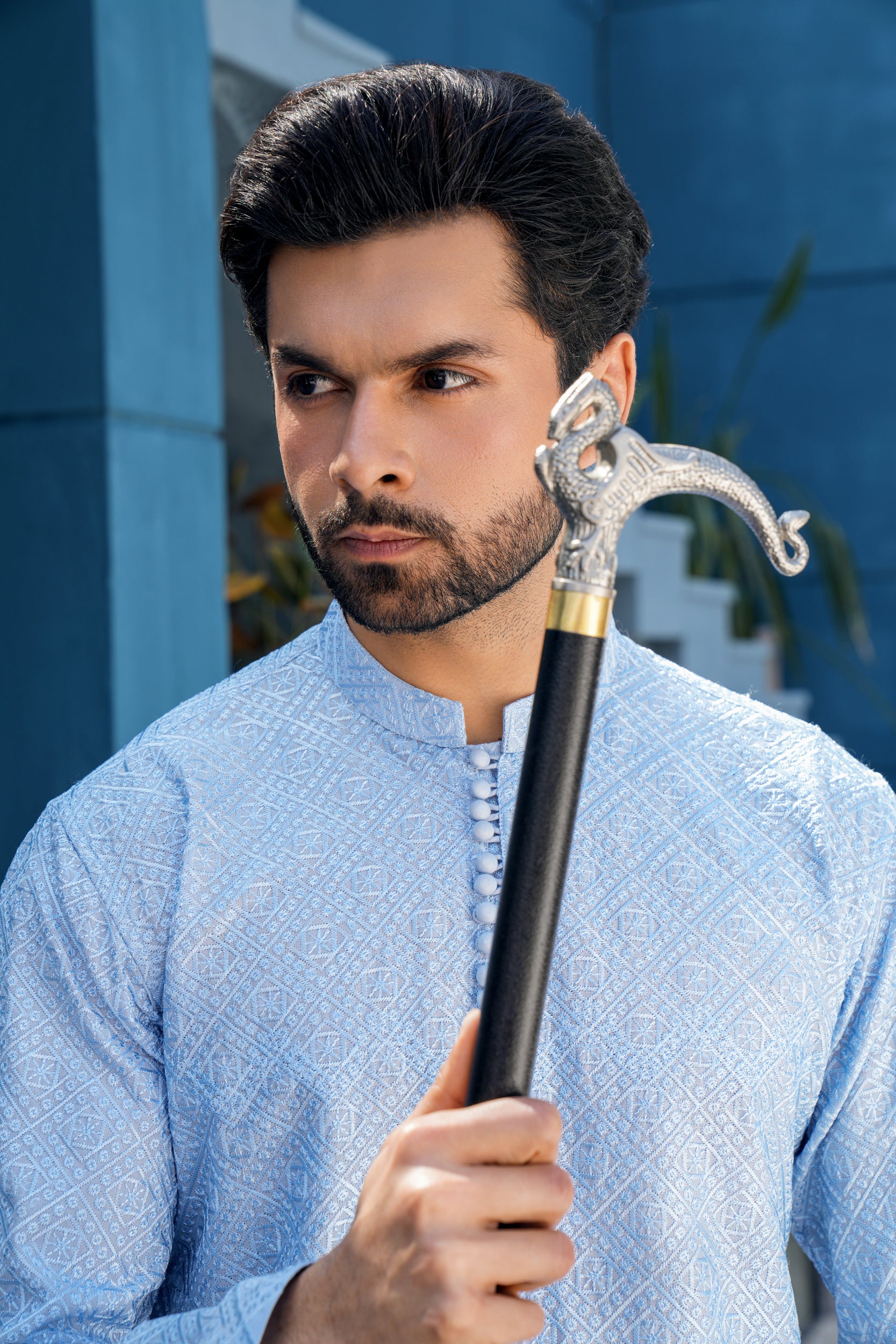 Azure Chikenkari  Kurta Set