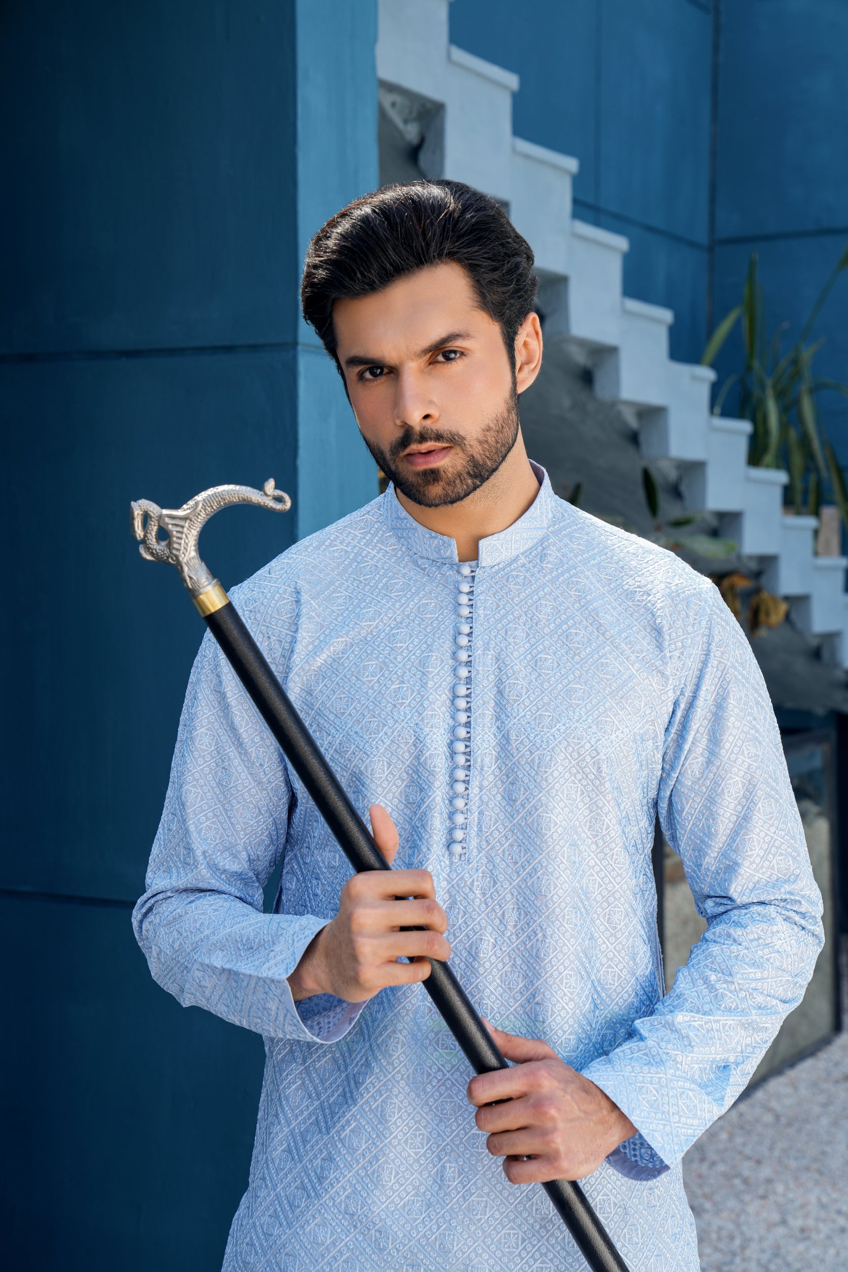 Azure Chikenkari  Kurta Set