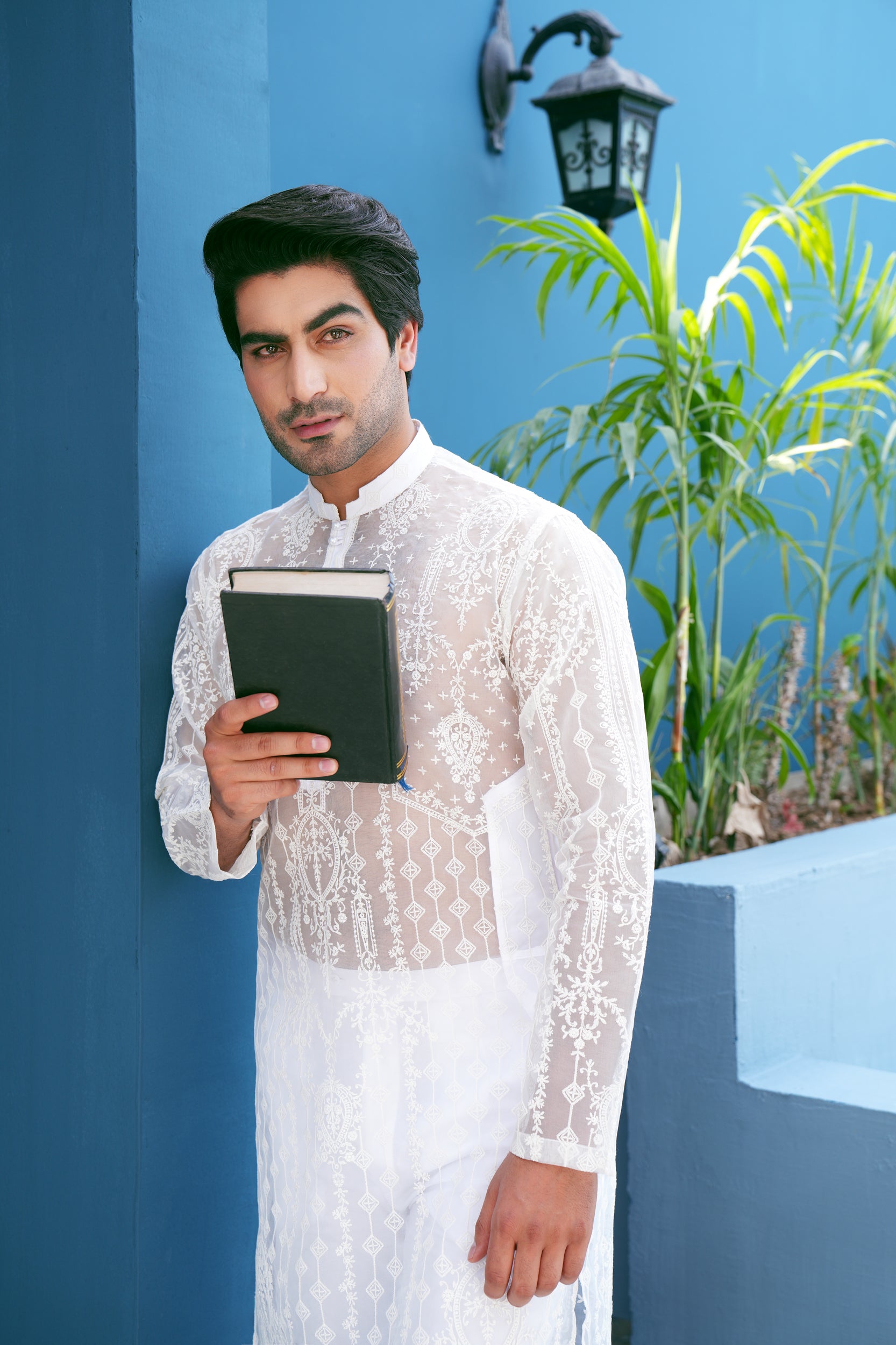 Pearl White Kurta Set (See Through)