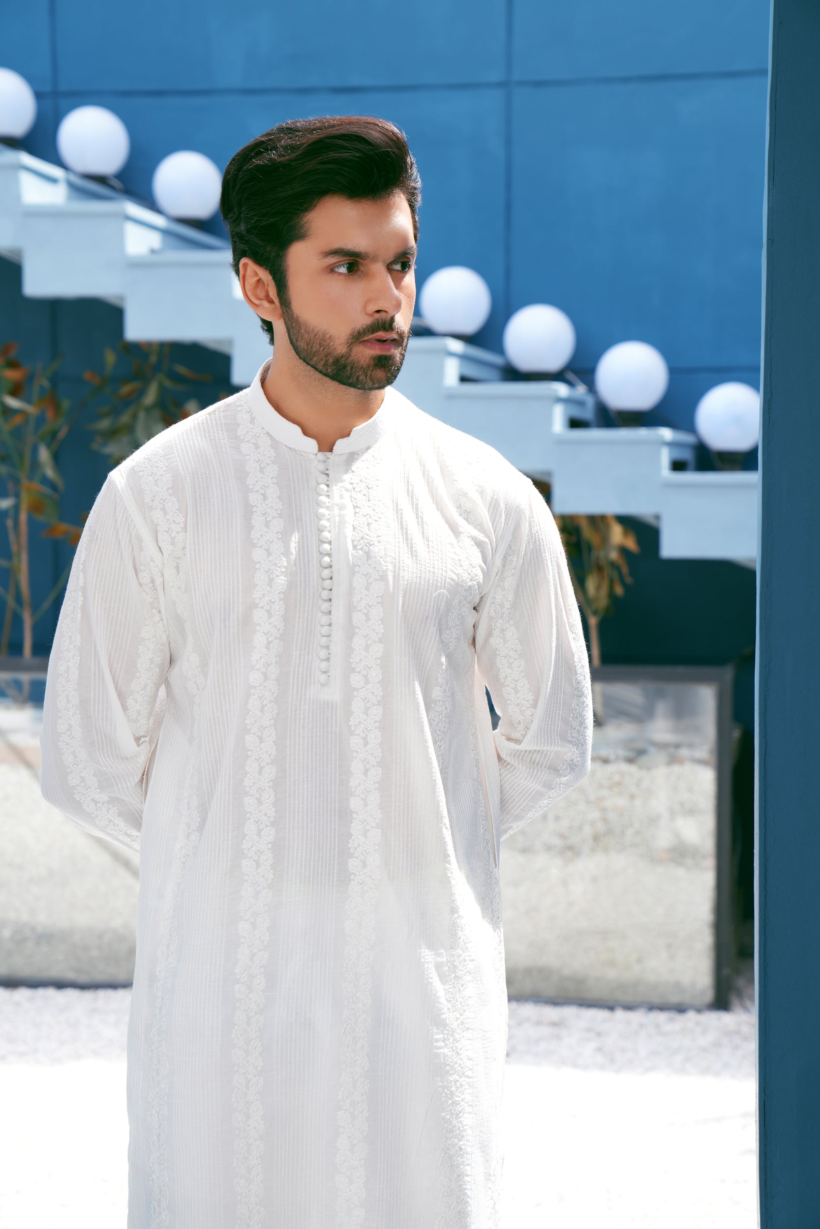 Ivory Thread Work Kurta Set