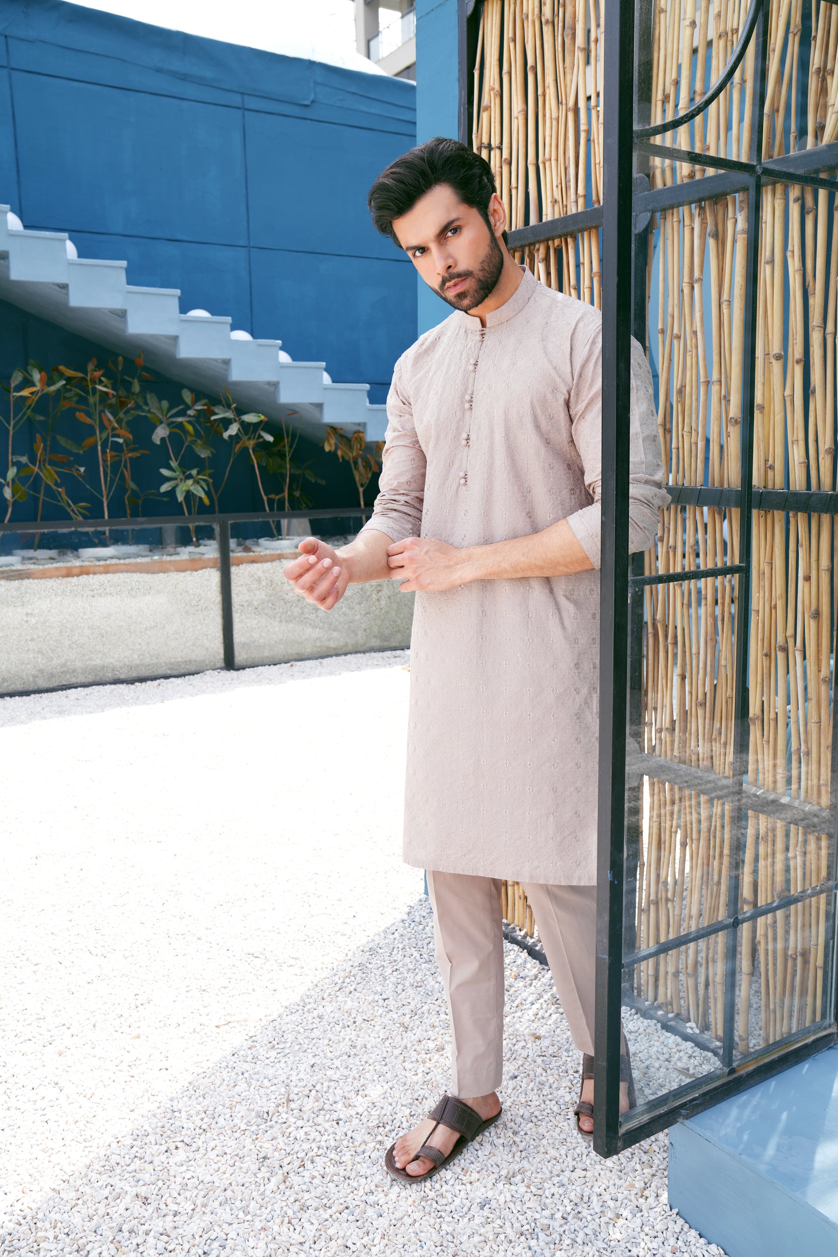 Cantaloupe Thread Work Kurta Set