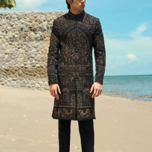 Midnight Ember – Sherwani with Turban