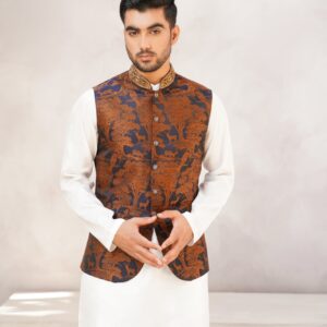 Indigo hazel hand embellished waistcoat