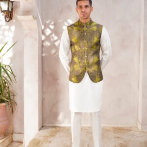 Green Geometrical Pattern Waistcoat