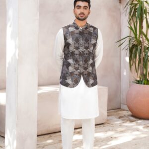 Gray brown Printed waistcoat