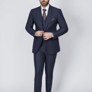 Navy blue three piece suit