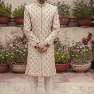 Ivory Embriodered Sherwani