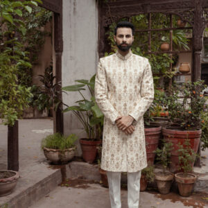 Ivory hand embellished Sherwani