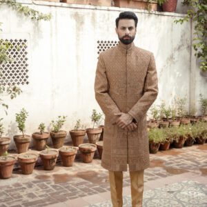 Brown Thread work Sherwani