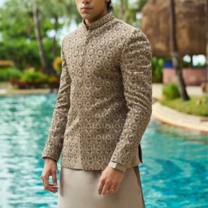 Regal Dune – Embroidered Prince Coat Set
