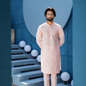 Light Rose Thread Work Kurta Set