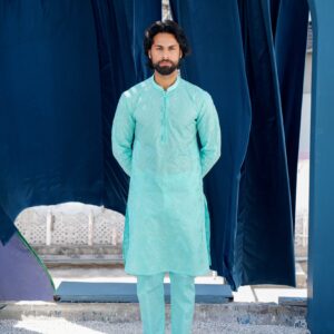 Sky Blue Thread Work Kurta Set