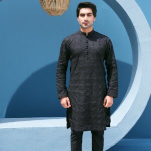 Pure Black Kurta Set