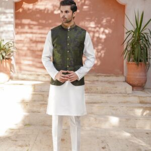 Embroidered ban floral waistcoat